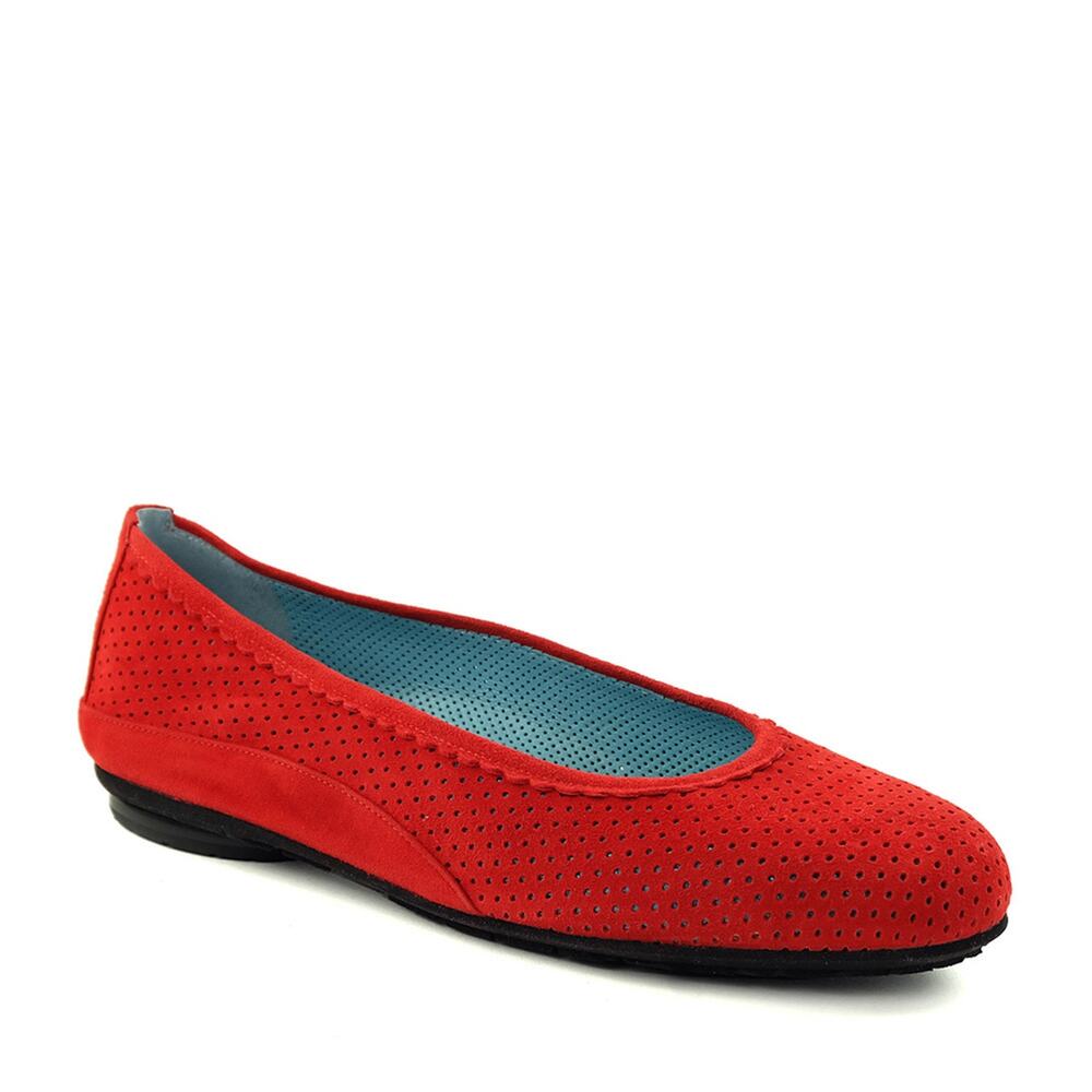 Thierry Rabotin Genie 7445 Red Perforated Suede Leather Ballet Flat SZ 8 $450